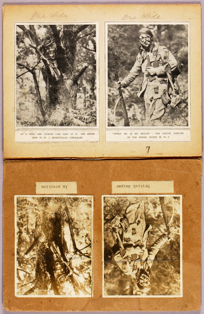 Britische Scharfschützen-Tarnung (frühe Bilder), Studienmappe für das Buch Concealing Coloration in the Animal Kingdom door Abbott Handerson Thayer