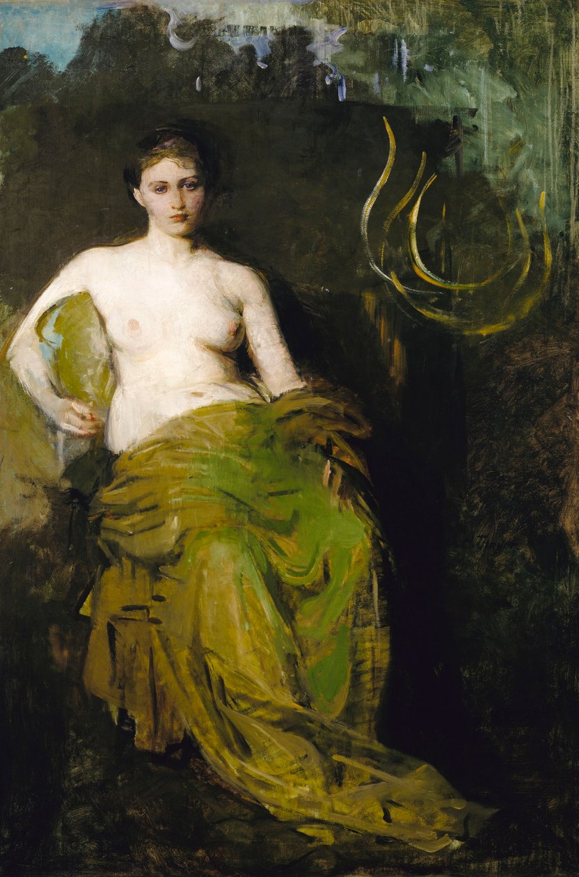 Half gedrapeerd figuur door Abbott Handerson Thayer