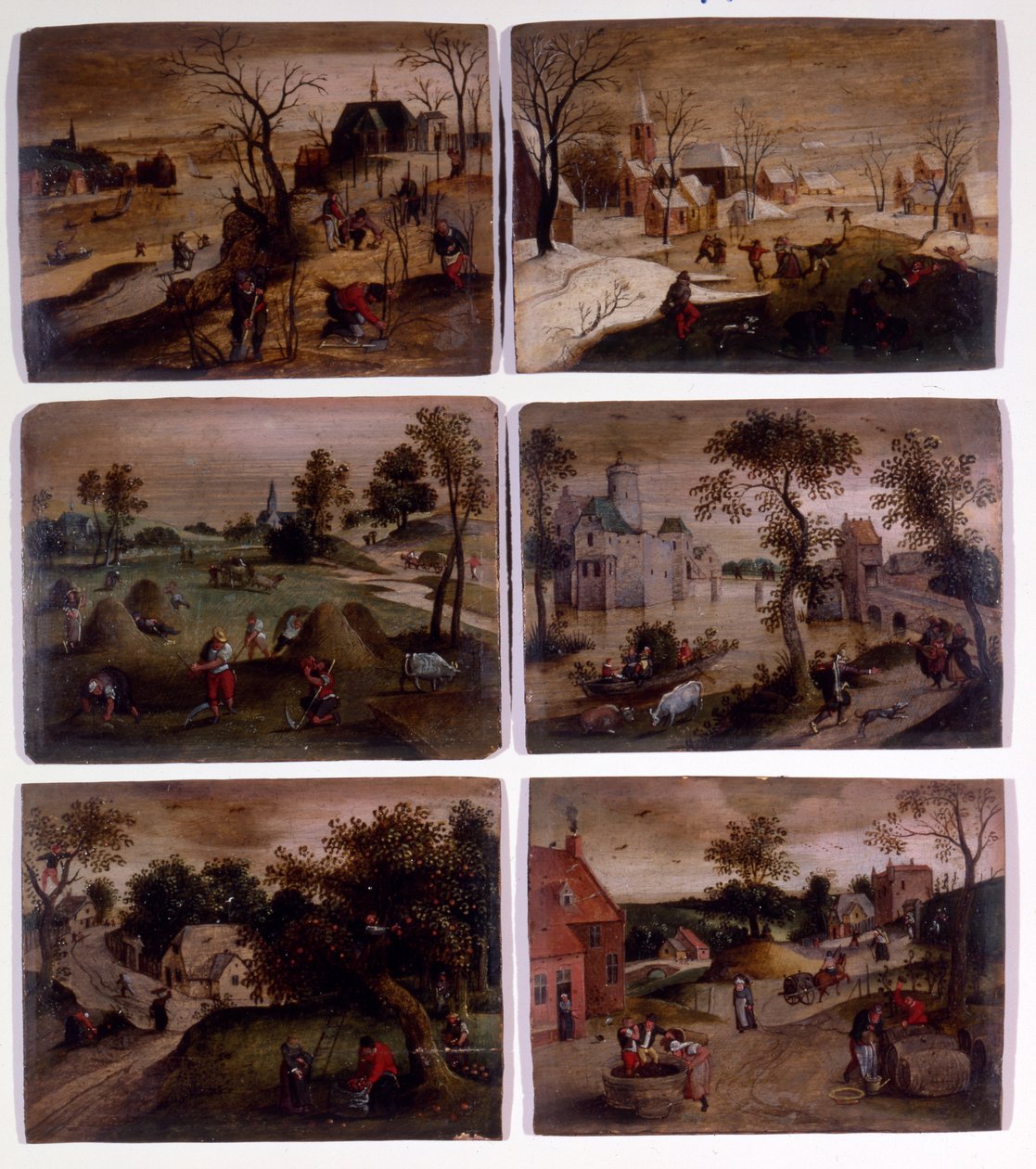 Januari, februari, mei, juni, september en oktober door Abel (studio of) Grimmer or Grimer