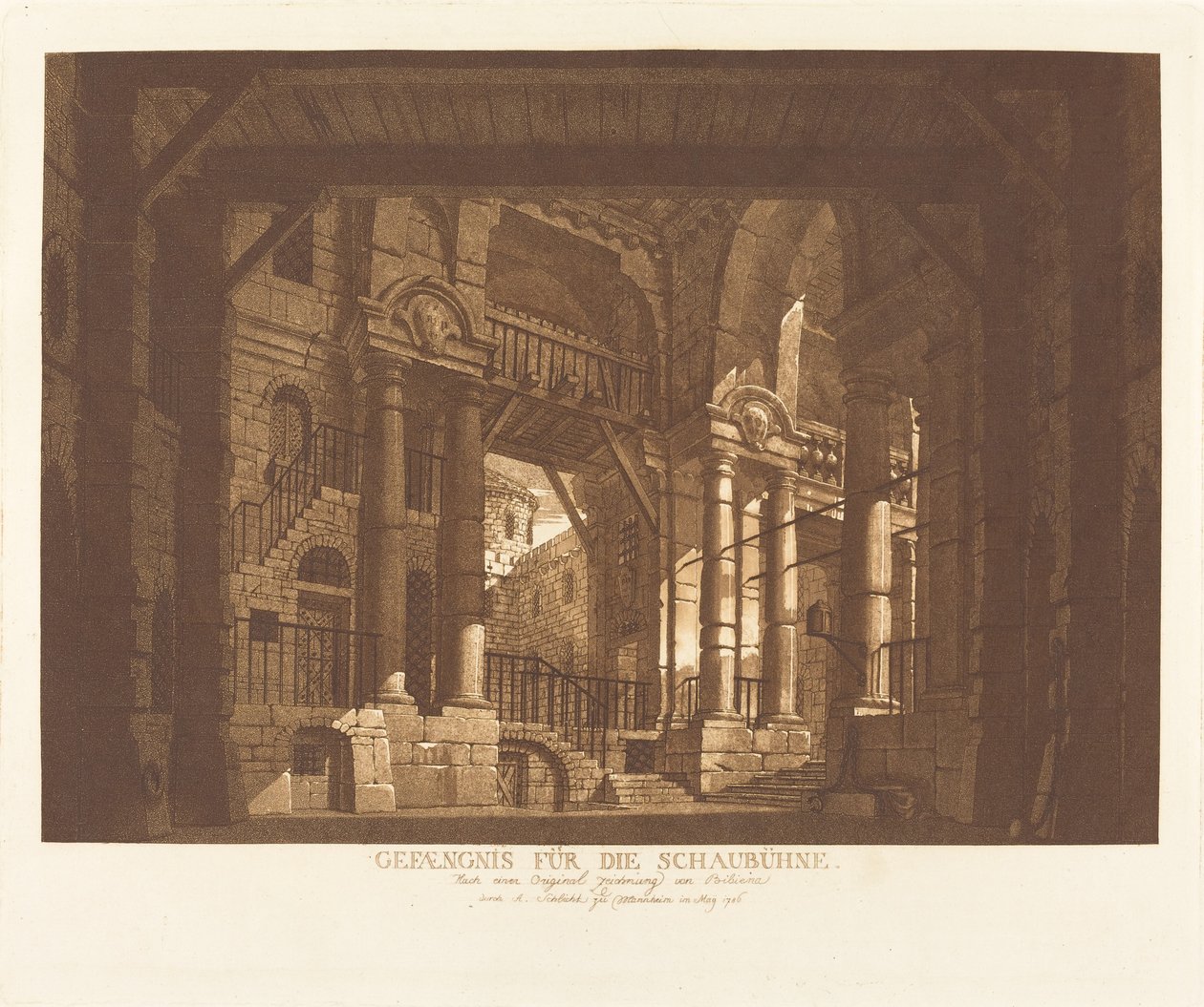 Gevangenis voor het toneel door Abel Schlicht possibly after Giuseppe Galli Bibiena