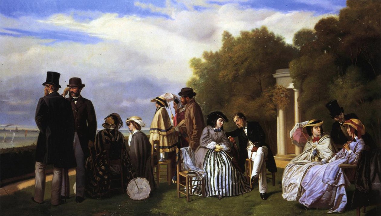 Keizerin Eugenie en haar hofhouding in Biarritz, 1861 door Abel de Pujol