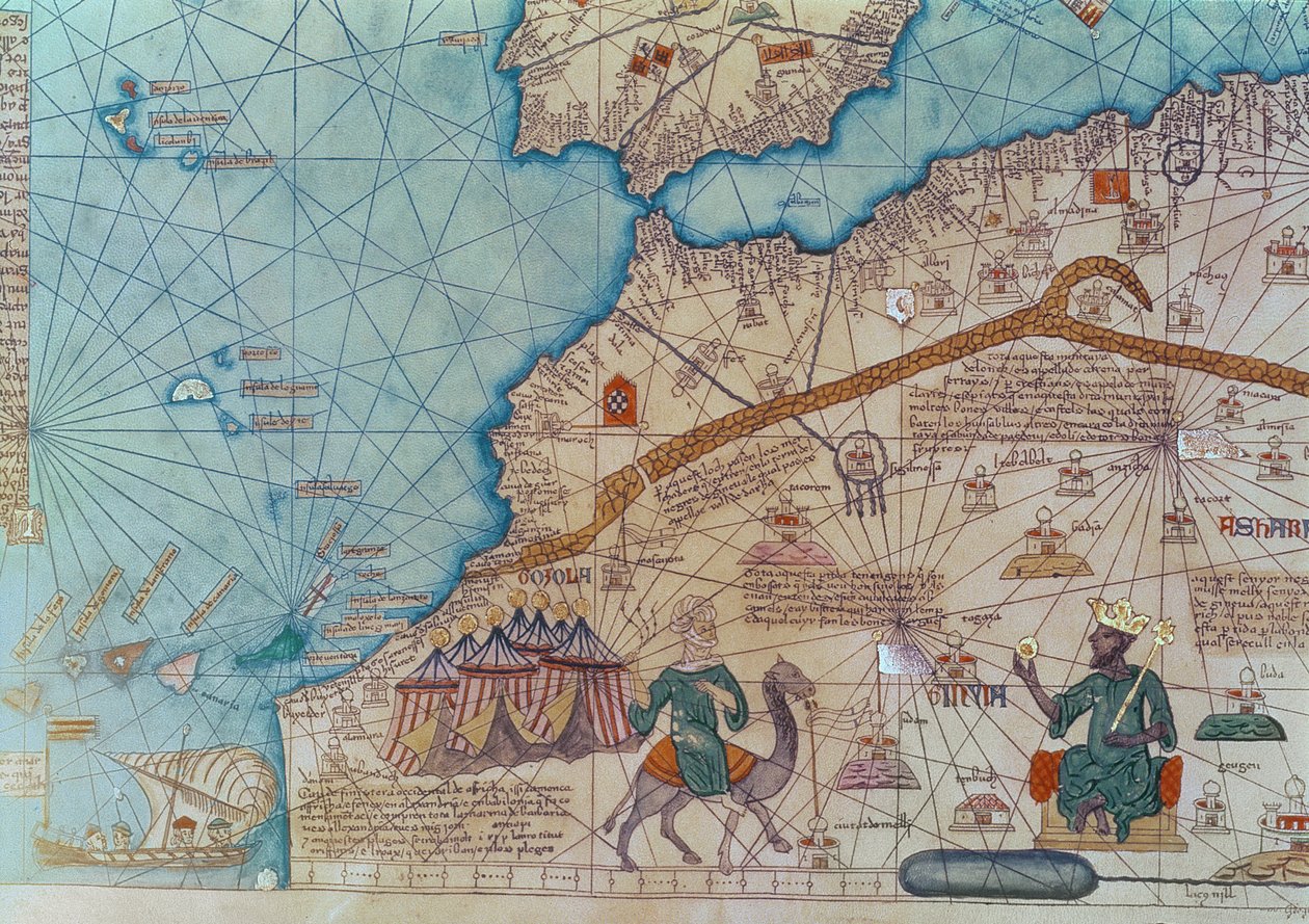 Detail van de Catalaanse Atlas, 1375 door Abraham Cresques