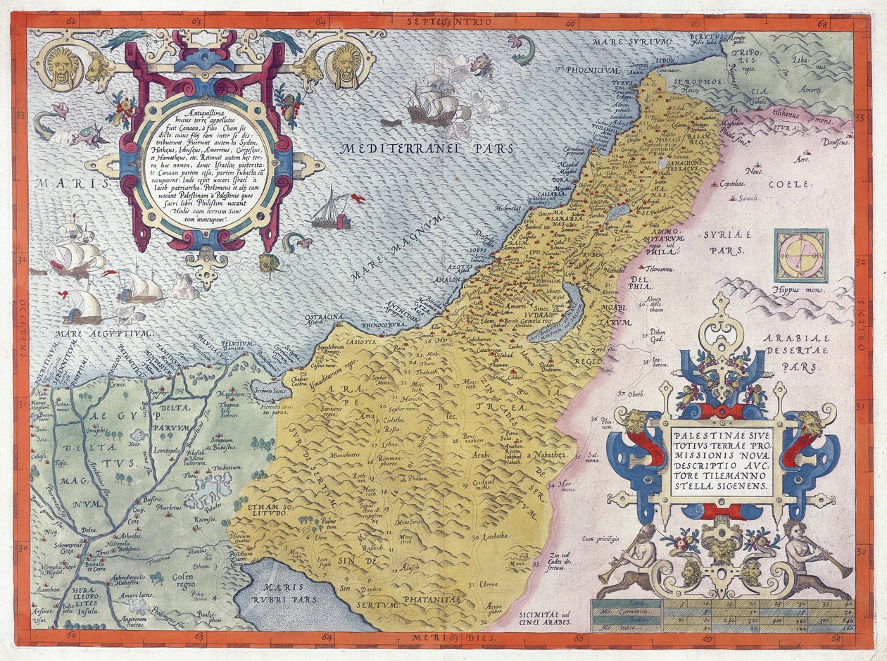 Kaart van Palestina, uit Theatrvm Orbis Terrarvm, 1570 door Abraham Ortelius