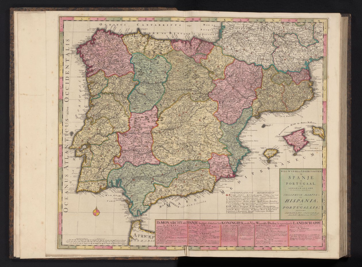 Kaart van Spanje en Portugal door Abraham Allard