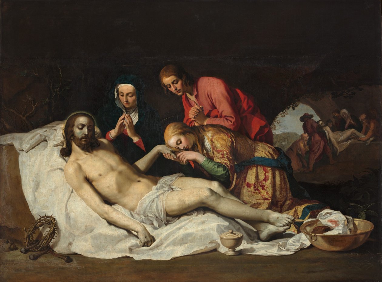 Dutch: De bewening van Christus (Marcus 15:41) The Lamentation of Christ door Abraham Bloemaert