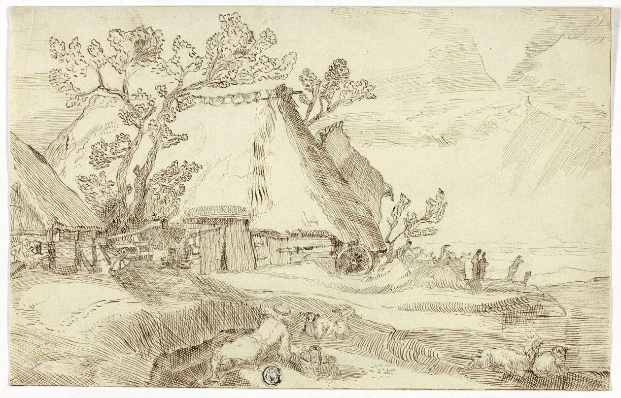 Boerderij onder rieten daken door Abraham Bloemaert
