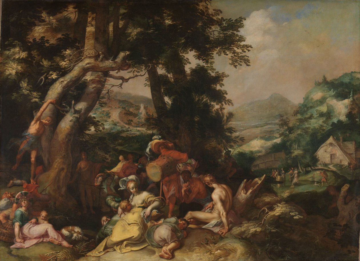 De prediking van Johannes de Doper door Abraham Bloemaert