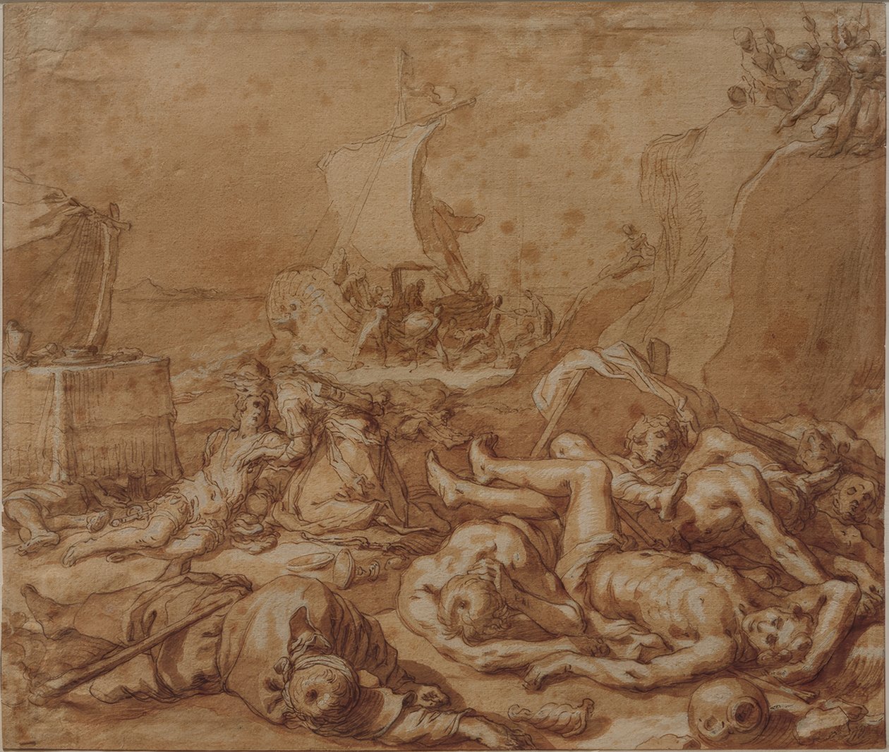 Theagenes en Chariclea na het schipbreuk door Abraham Bloemaert