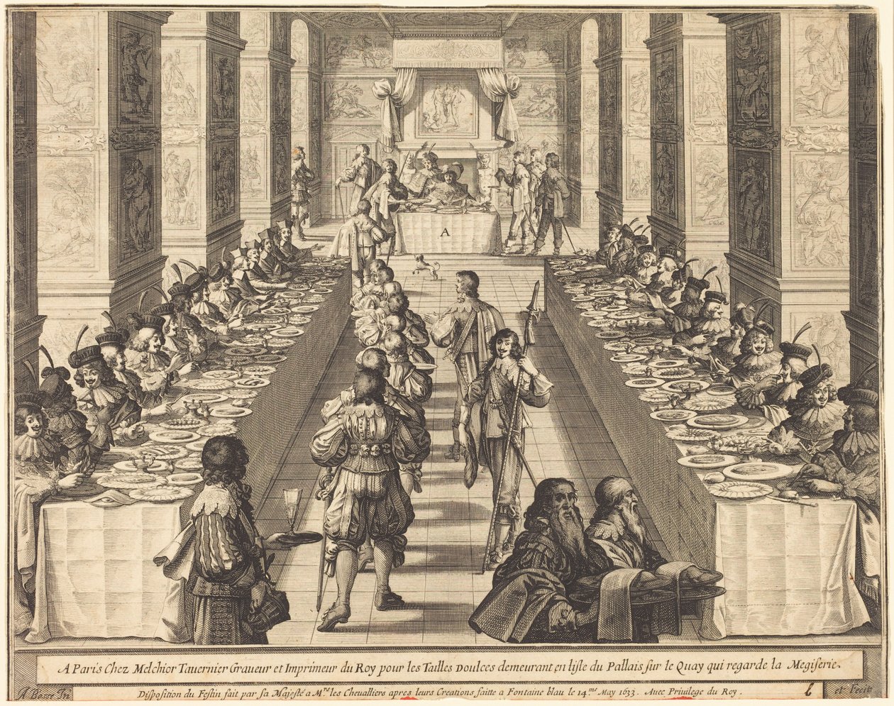 Banket aangeboden door de koning aan de nieuwe ridders door Abraham Bosse
