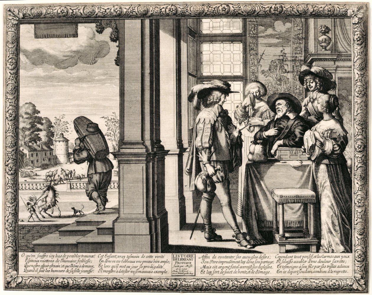 Vertrek van de Verloren Zoon (gravure) door Abraham Bosse