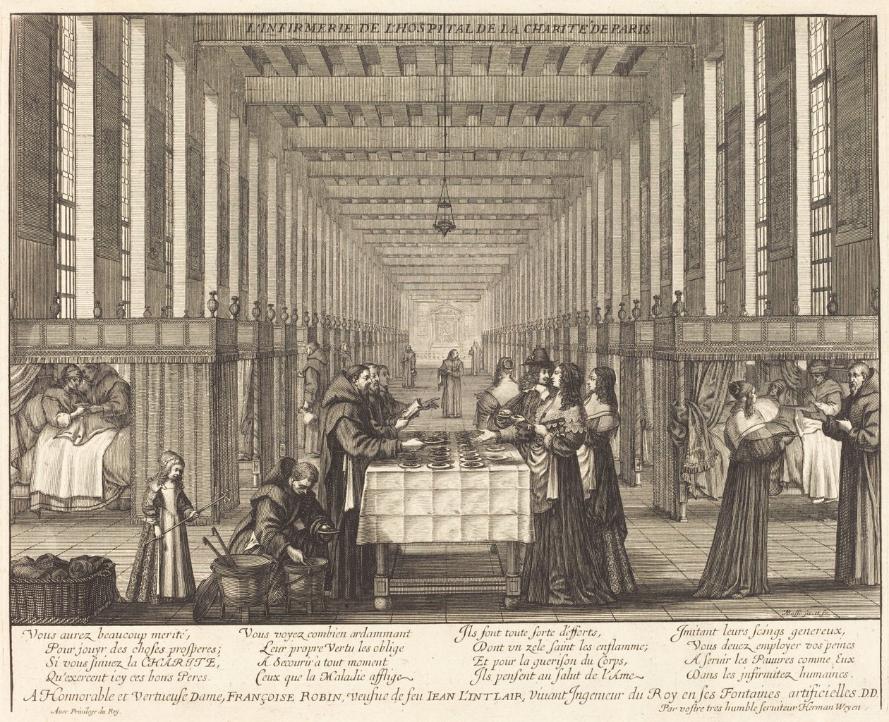 De Ziekenzaal van het Charité Ziekenhuis in Parijs door Abraham Bosse