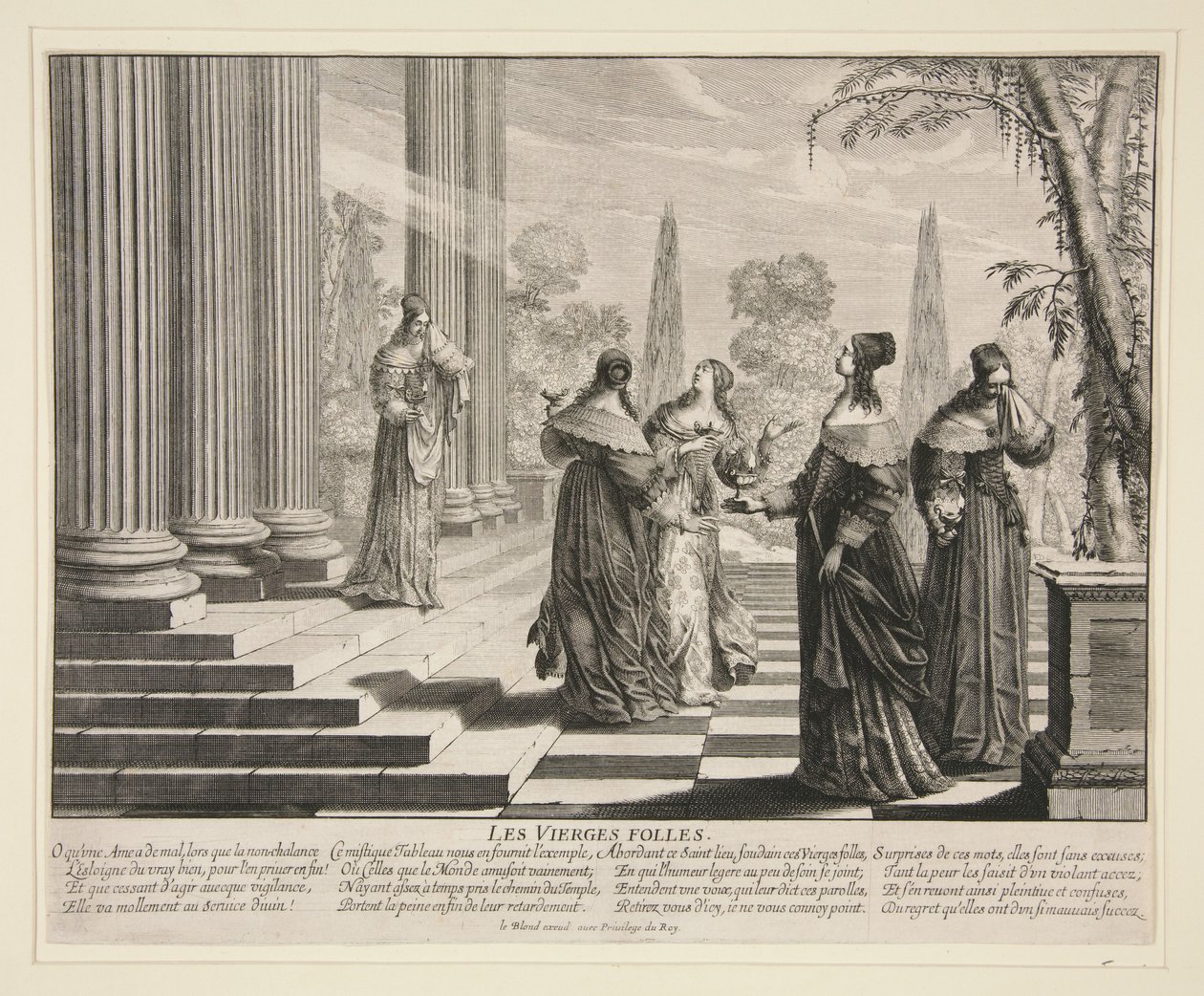 De wijze maagden: De dwaze maagden (6 van de 7 prenten in de serie) door Abraham Bosse