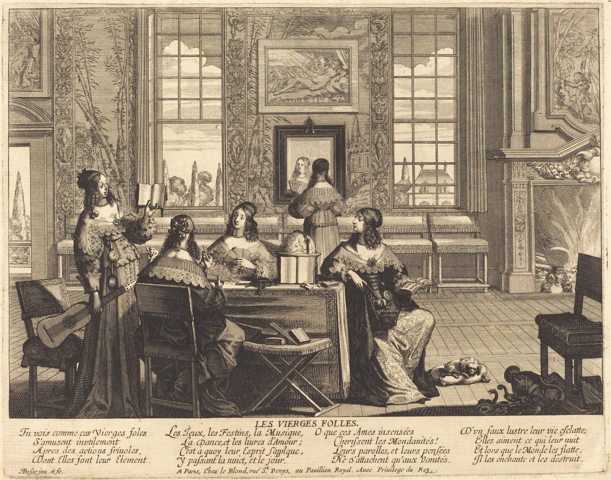 De Dwaze Maagden die Tijd Verspillen door Abraham Bosse