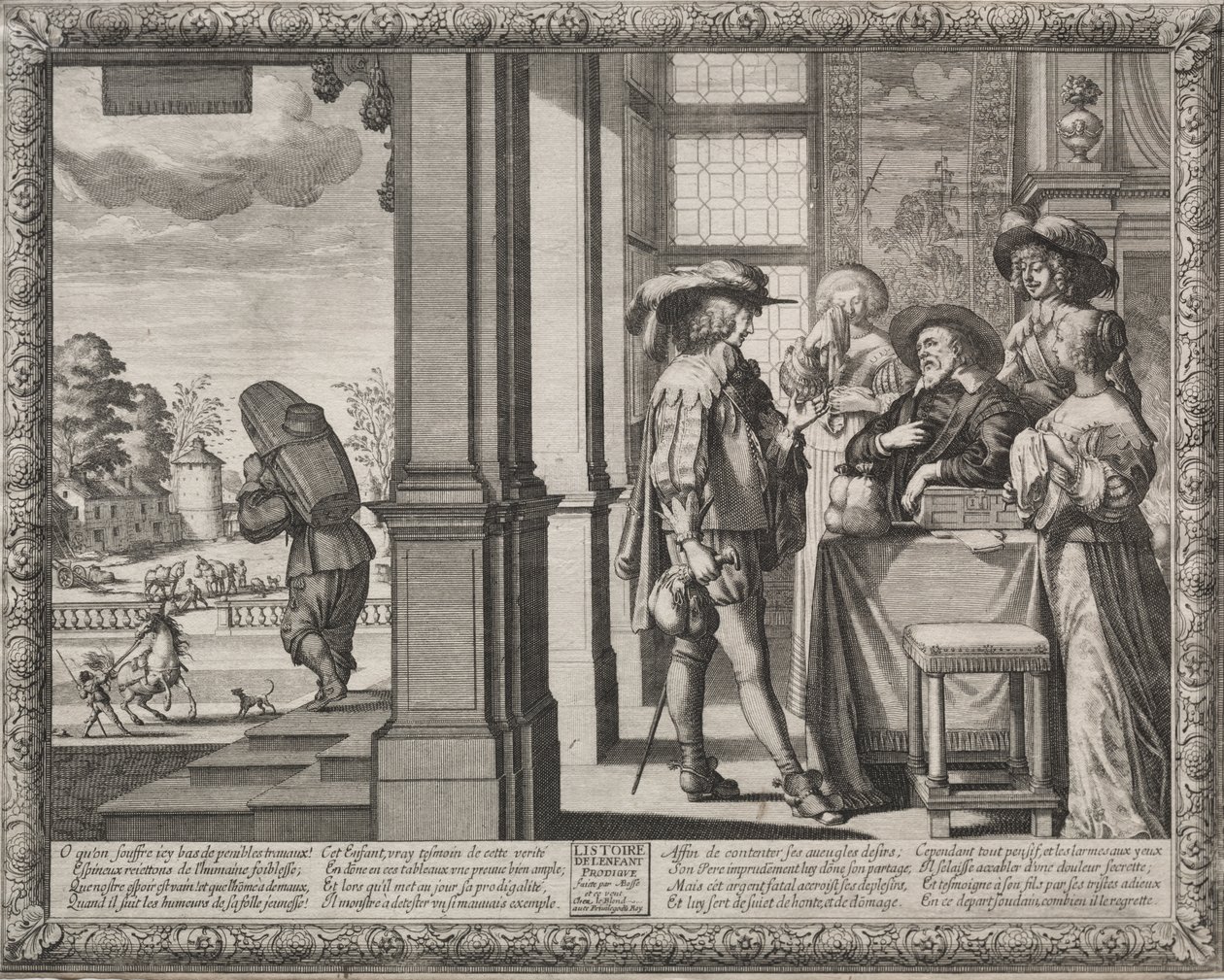 De Verloren Zoon: De Verloren Zoon Neemt Afscheid van Zijn Ouders door Abraham Bosse