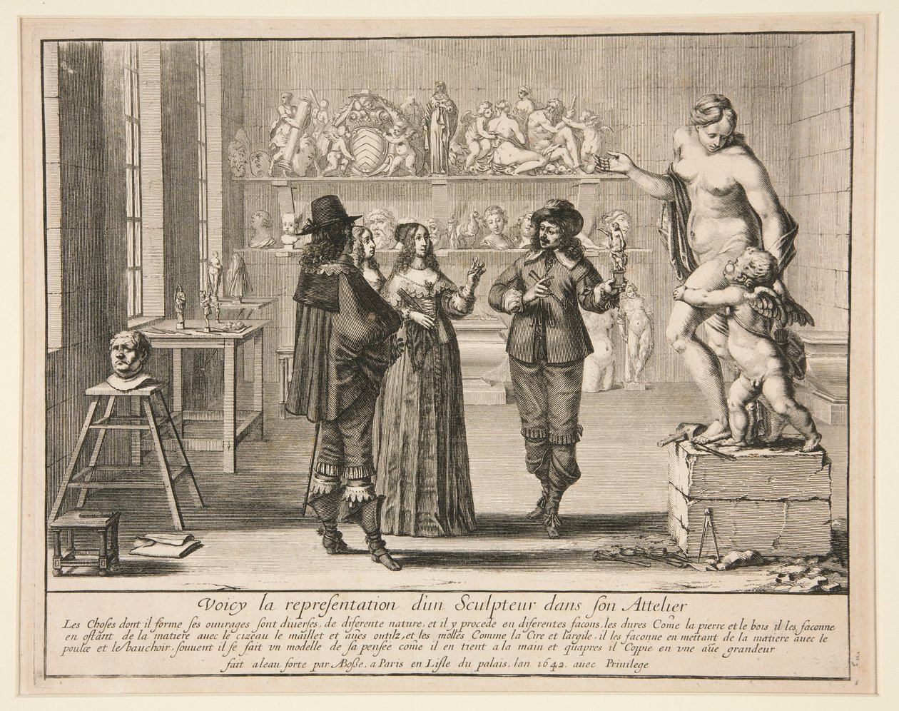 De Beeldhouwer in Zijn Atelier, uit de serie Kunstenaars in hun Ateliers door Abraham Bosse