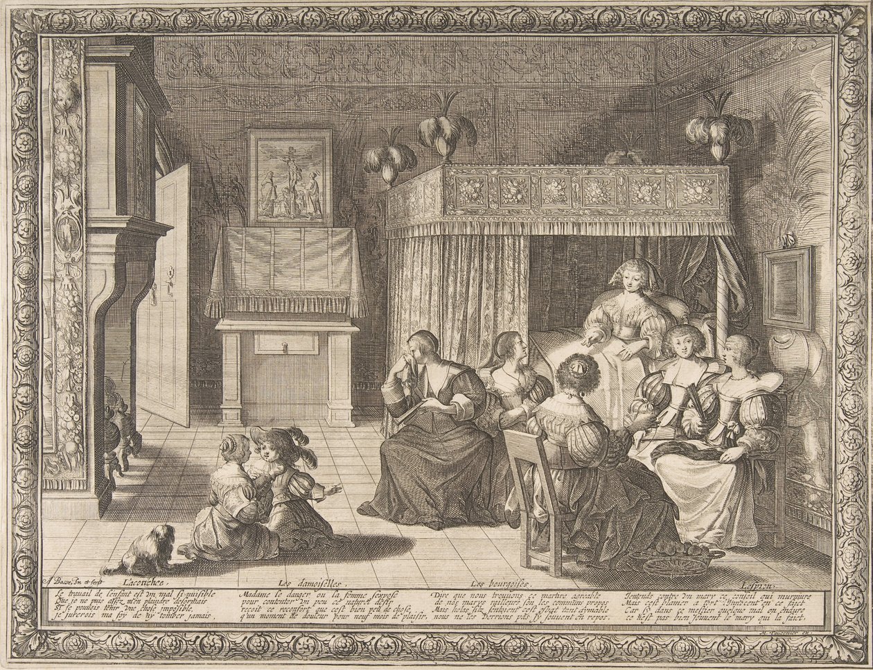Bezoek aan de nieuwe moeder, 1633 door Abraham Bosse