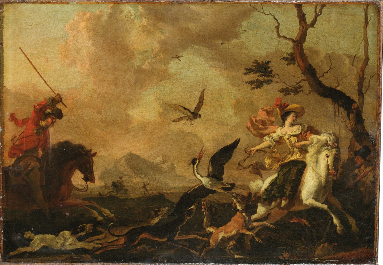 Een valkeniersfeest door Abraham Danielsz. Hondius