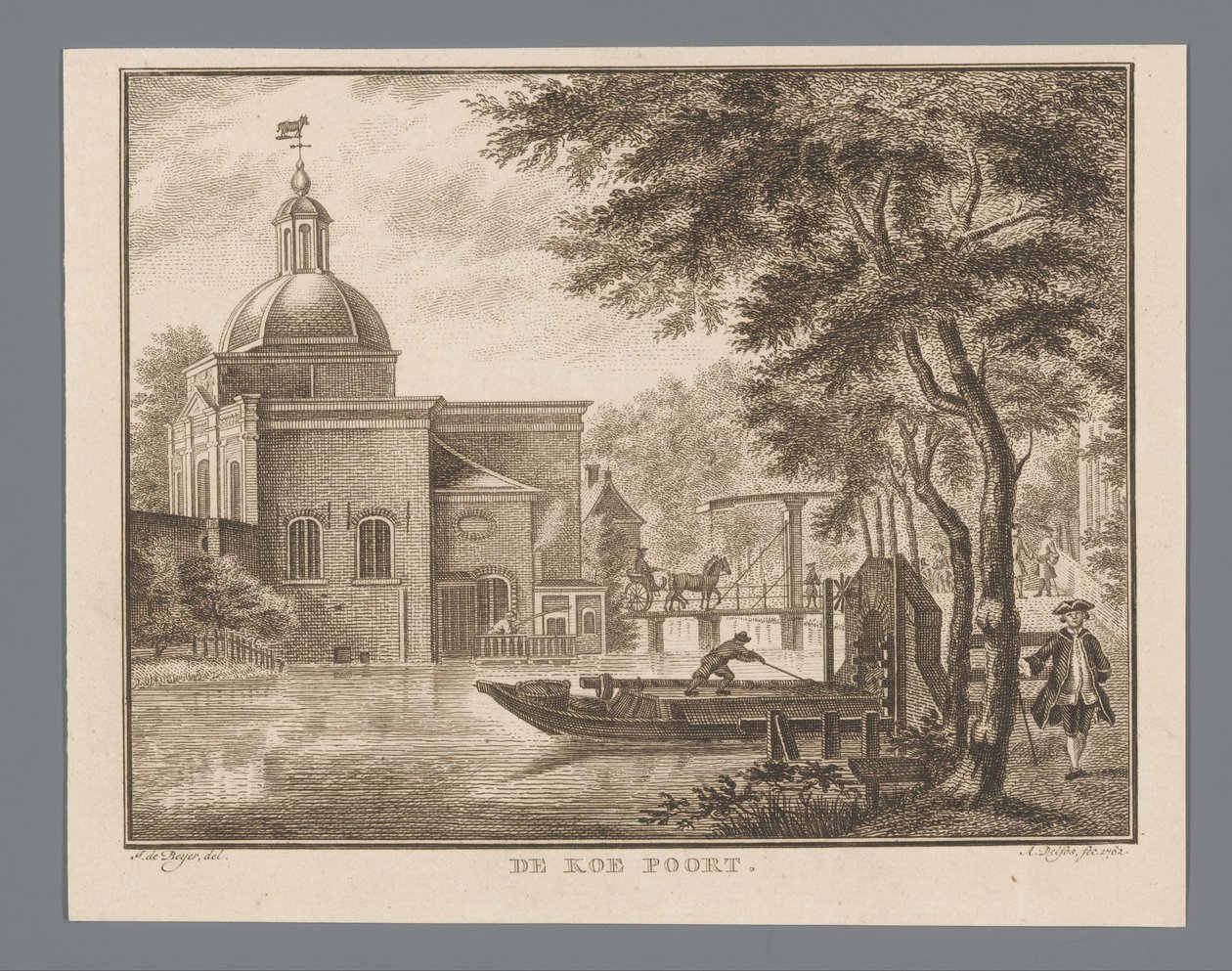 Gezicht op de Koepoort te Leiden door Abraham Delfos
