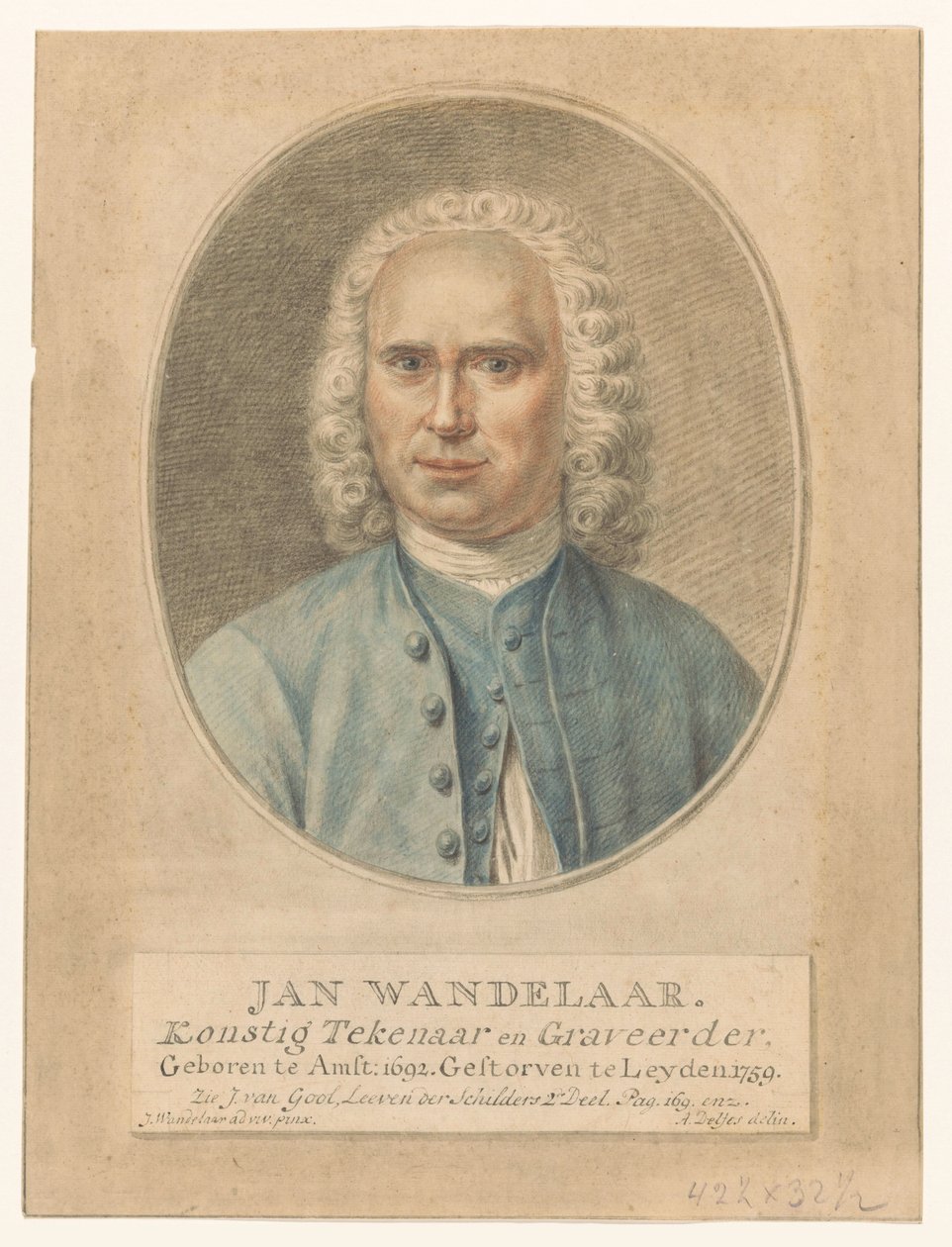 Portret van Jan Wandelaar door Abraham Delfos