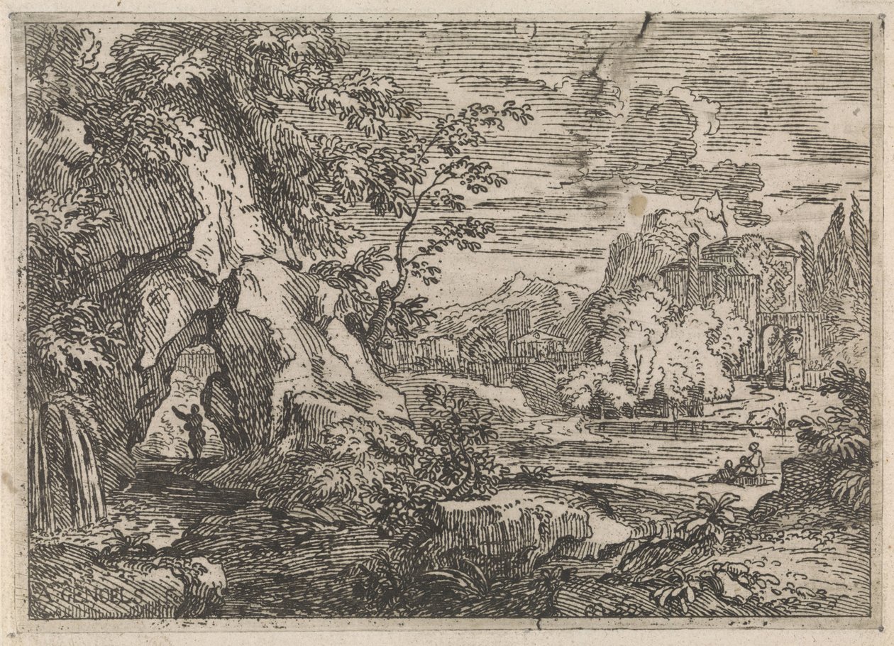 Weg doorheen een rots door Abraham Genoels
