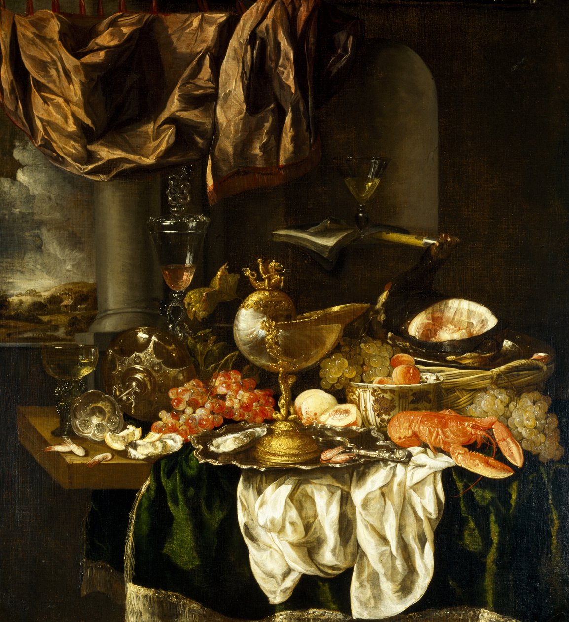 Stilleven met landschap, 1650s door Abraham Hendricksz van Beyeren