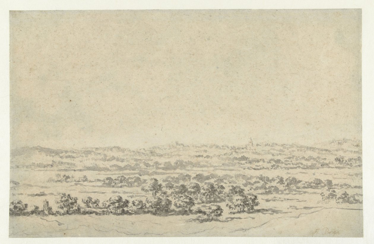 Rivierlandschap met een toren in de verte door Abraham Jansz Begeyn