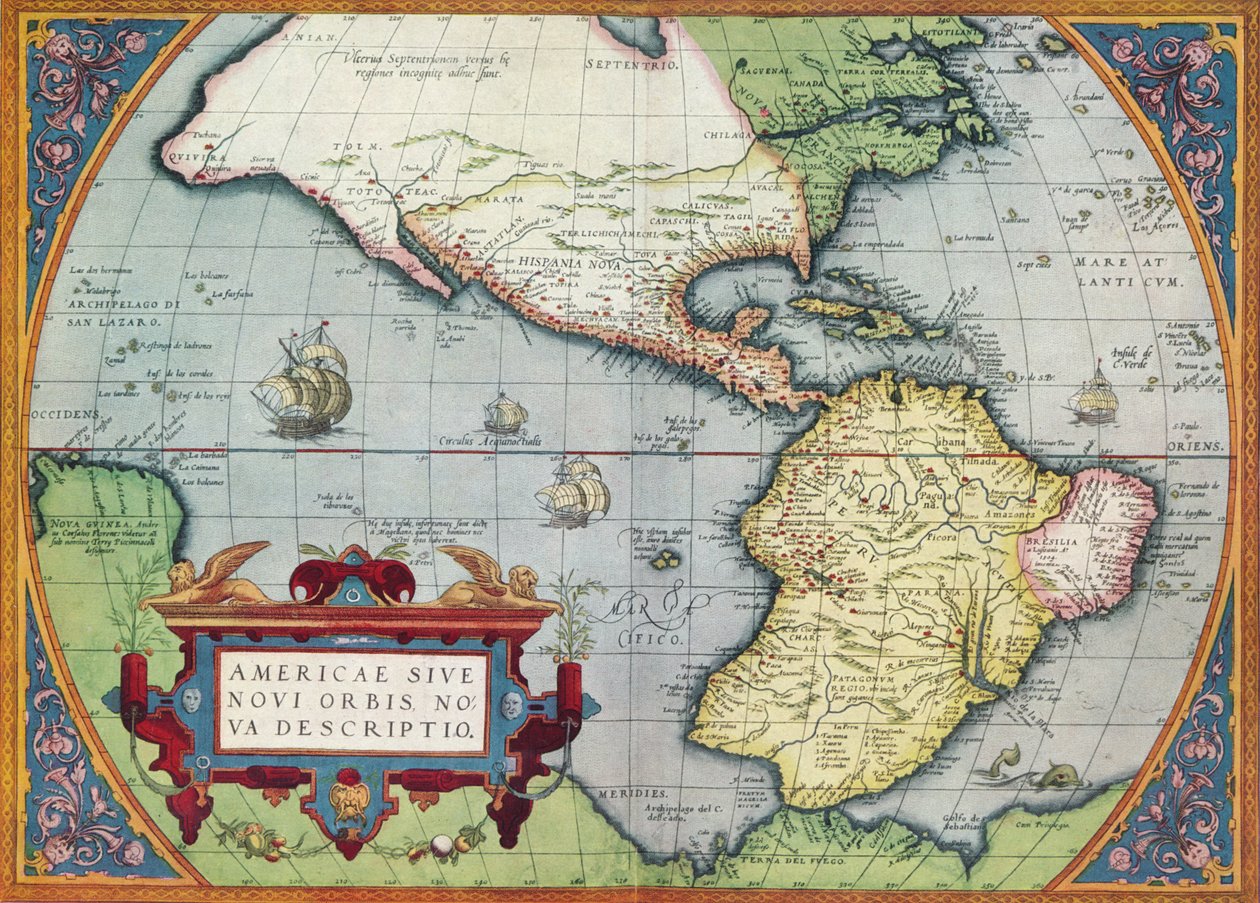 Amerika, of de Nieuwe Wereld: Uit de Theatrum Orbis Terrarum door Abraham Ortelius door Abraham Ortelius