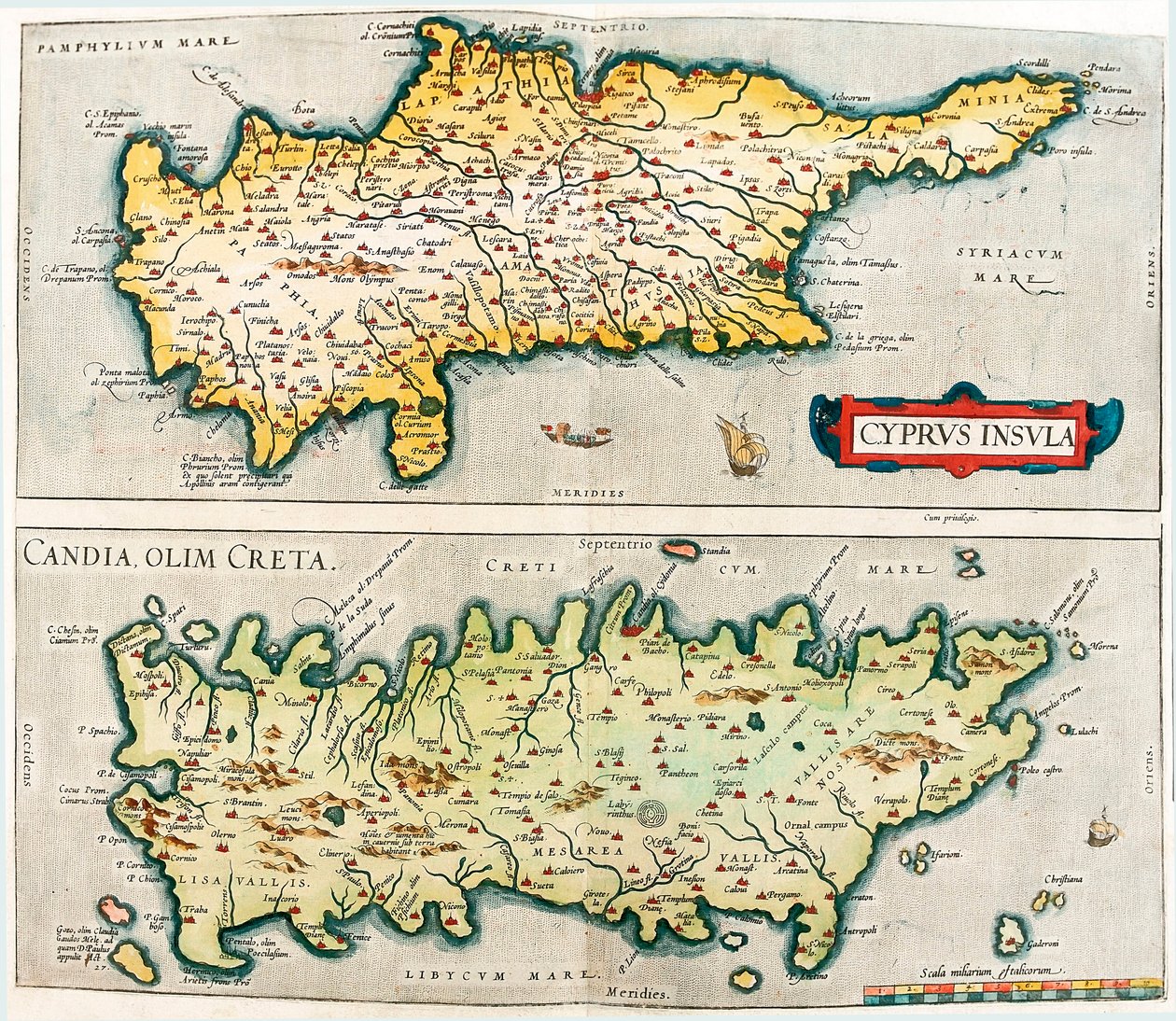Cyprus Insula - Candia, vroeger Kreta door Abraham Ortelius