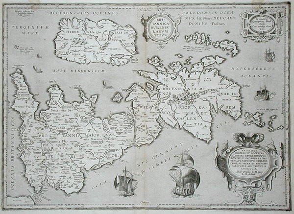 Kaart van Groot-Brittannië en Ierland door Abraham Ortelius