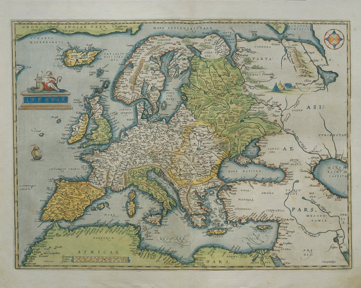 Kaart van Europa, uit Theatrum Orbis Terrarum door Abraham Ortelius