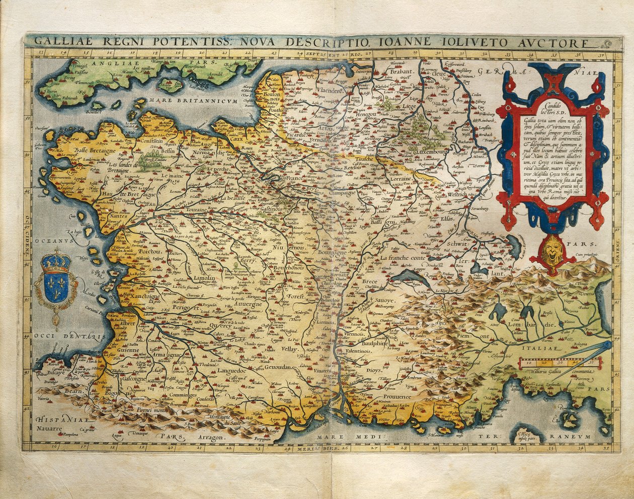 Kaart van Frankrijk, uit Theatrum Orbis Terrarum door Abraham Ortelius