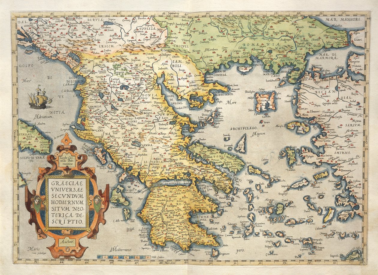 Kaart van Griekenland, uit Theatrum Orbis Terrarum door Abraham Ortelius door Abraham Ortelius