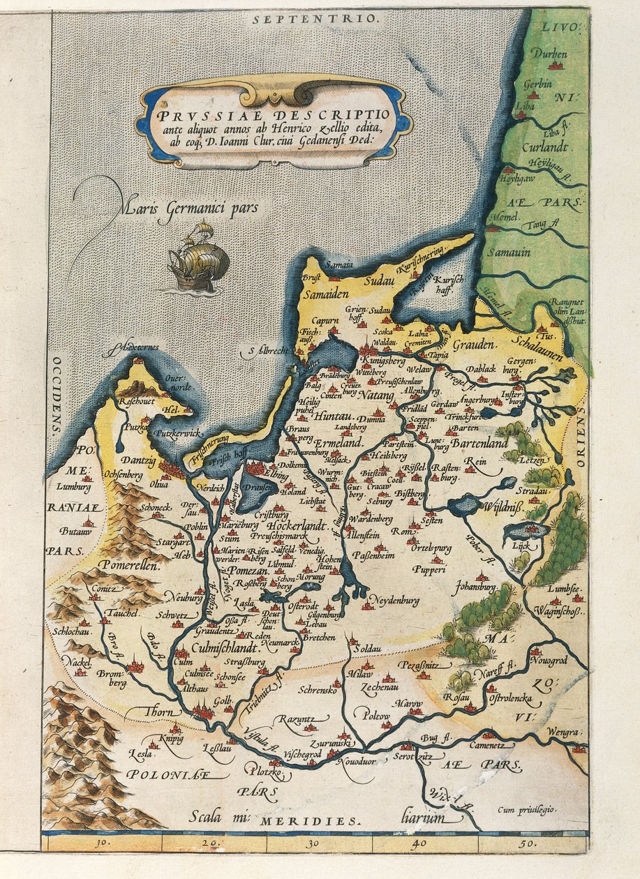 Kaart van Pruisen, uit Theatrum Orbis Terrarum door Abraham Ortelius door Abraham Ortelius