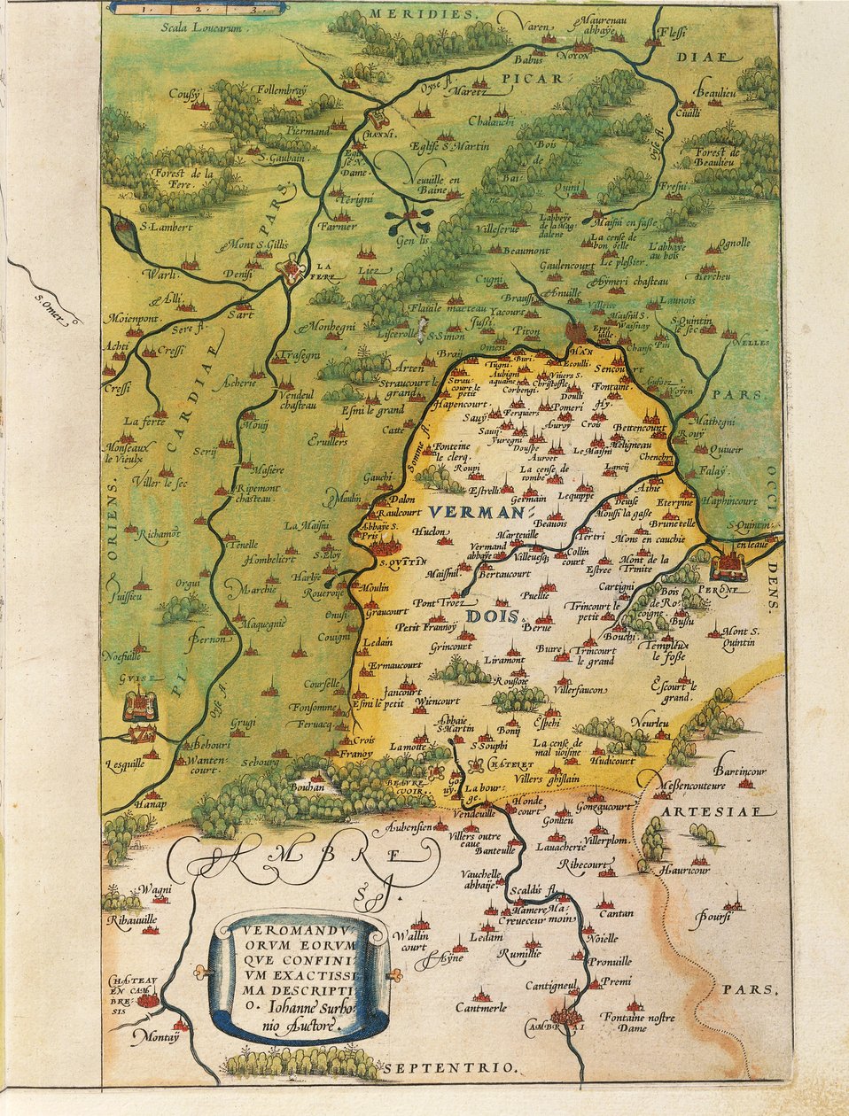 Kaart van Vermandois, uit Theatrum Orbis Terrarum door Abraham Ortelius door Abraham Ortelius