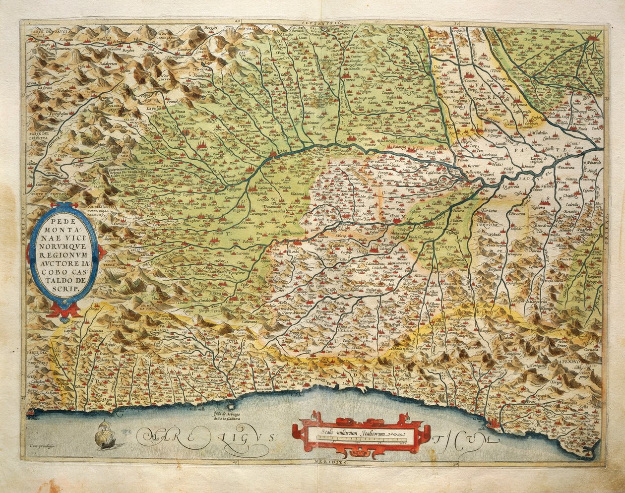 Kaart van de regio Piëmont, Italië, uit Theatrum Orbis Terrarum door Abraham Ortelius door Abraham Ortelius