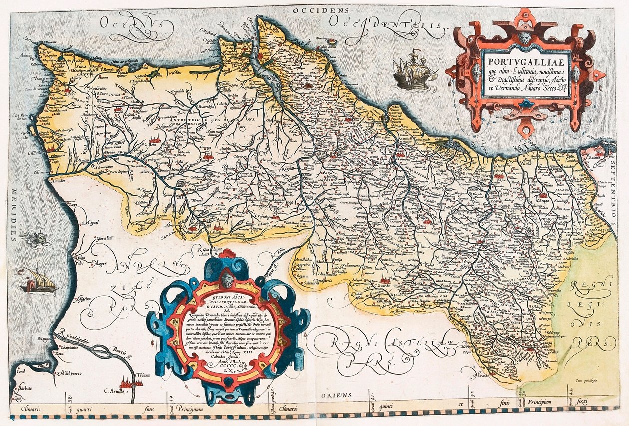 Portugese geografische kaart van het grondgebied van Portugal uit 