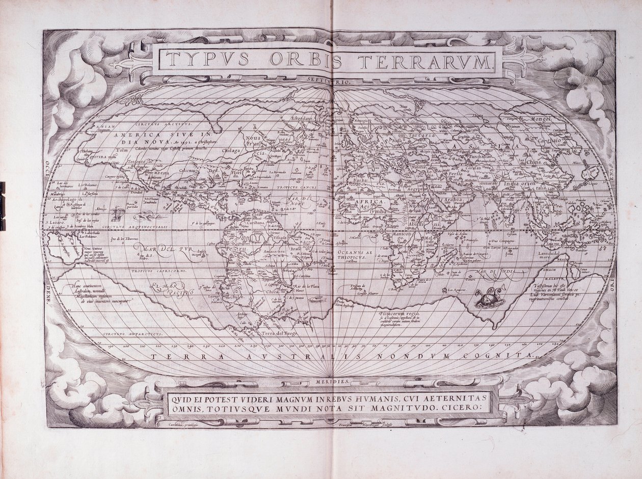 Typus Orbis Terrarum, portulan door Abraham Ortelius