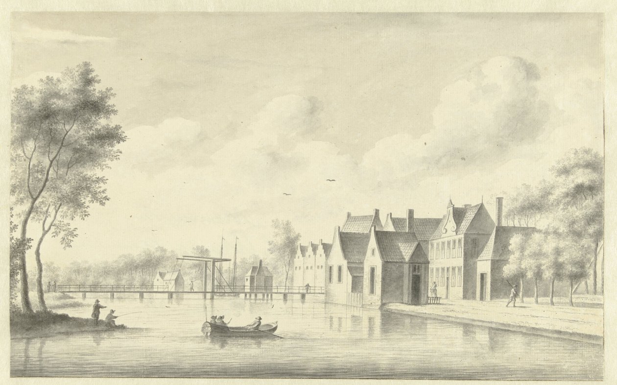 Gezicht op het dorp Nieuwersluis door Abraham Rademaker