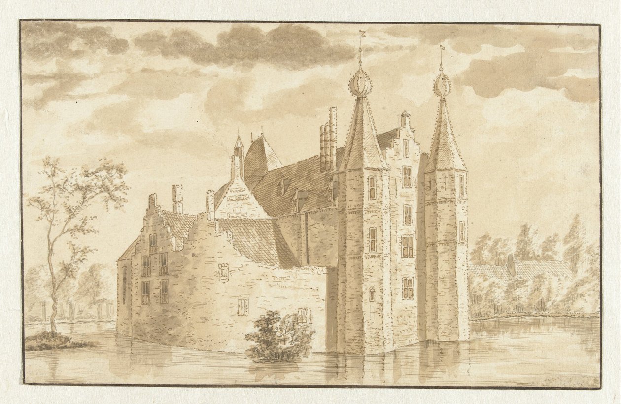 Het Huis Ter Does bij Leiderdorp door Abraham Rademaker