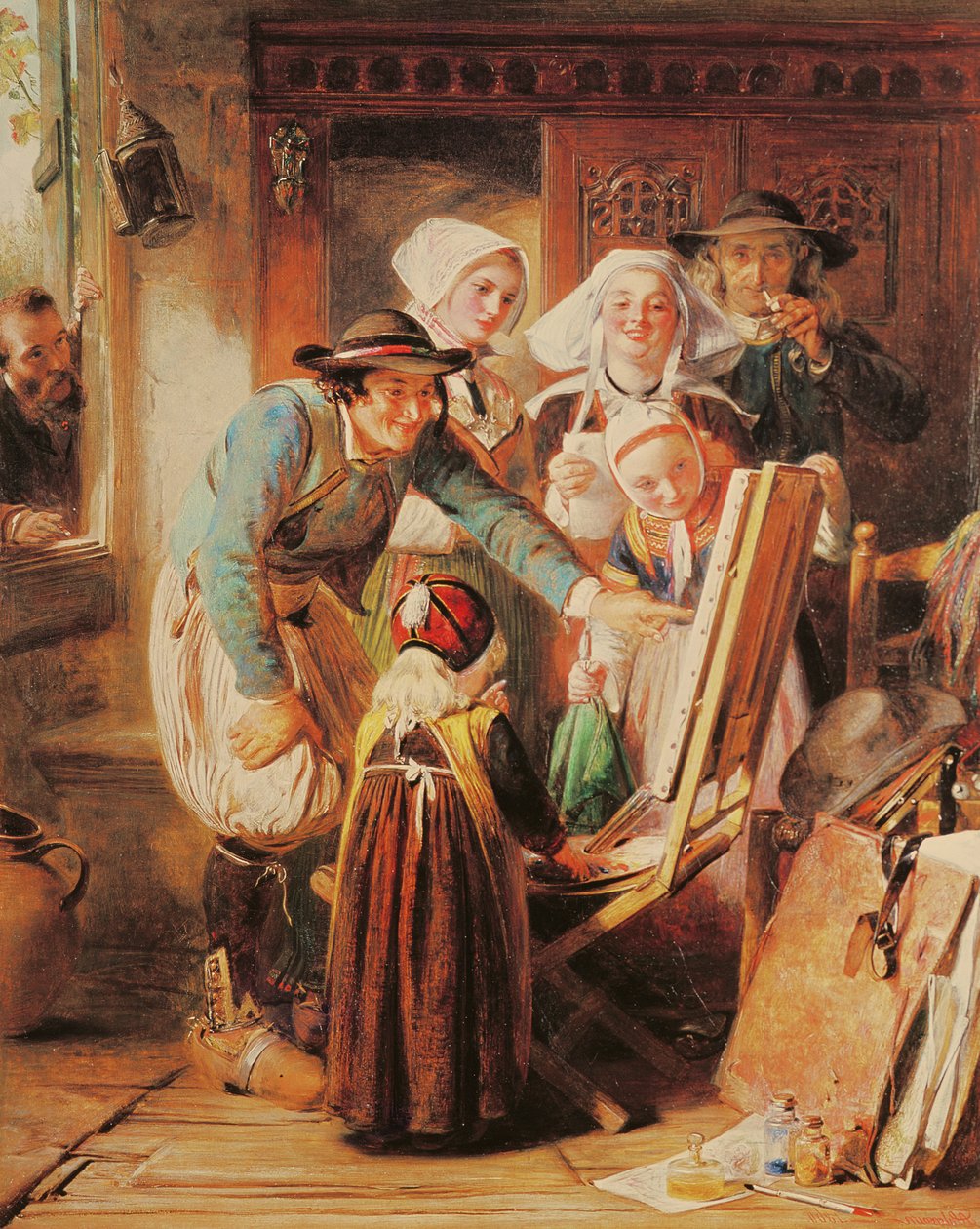 Kunstcritici in Bretagne, 1860 door Abraham Solomon