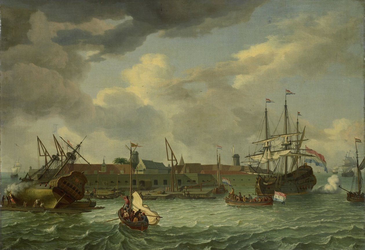 Het eiland Onrust bij Batavia (Jakarta) door Abraham Storck (manner of)
