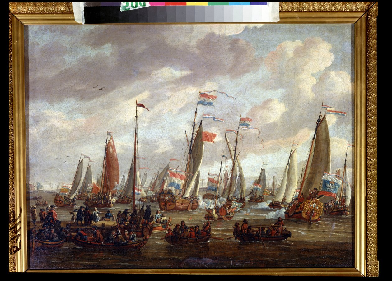 Tsaar Peter I bezoekt Engeland in januari 1698 door Abraham Storck