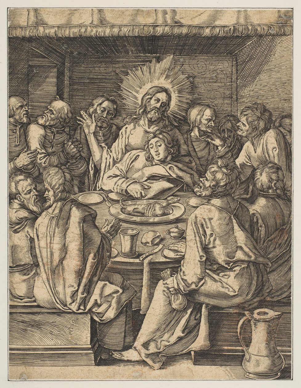 Het Laatste Avondmaal, uit De Kleine Passie door Abraham Waesberge