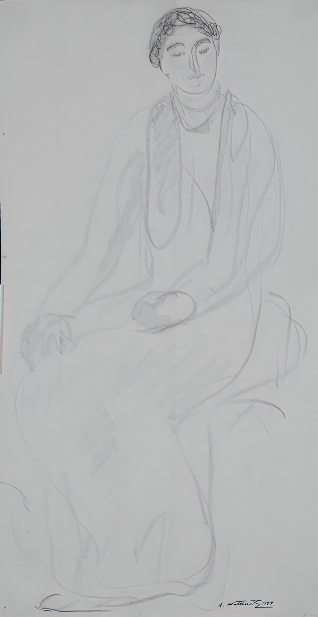 Zittende vrouw, 1907 door Abraham Walkowitz