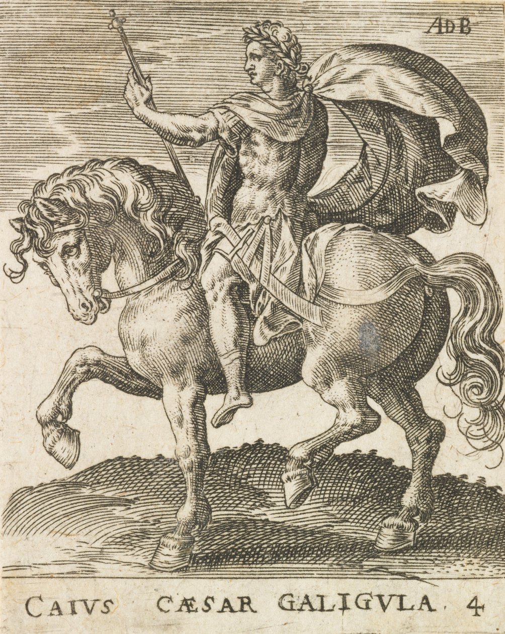 Caius Caesar Caligula uit Twaalf Caesars te Paard, ca. 1565-1587 door Abraham de Bruyn