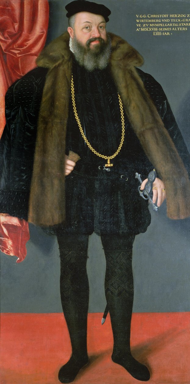 Christoph, hertog van Württemberg (1515-68), zoon van Ulrich I van Württemberg in Spaanse kleding door Abraham de Hel