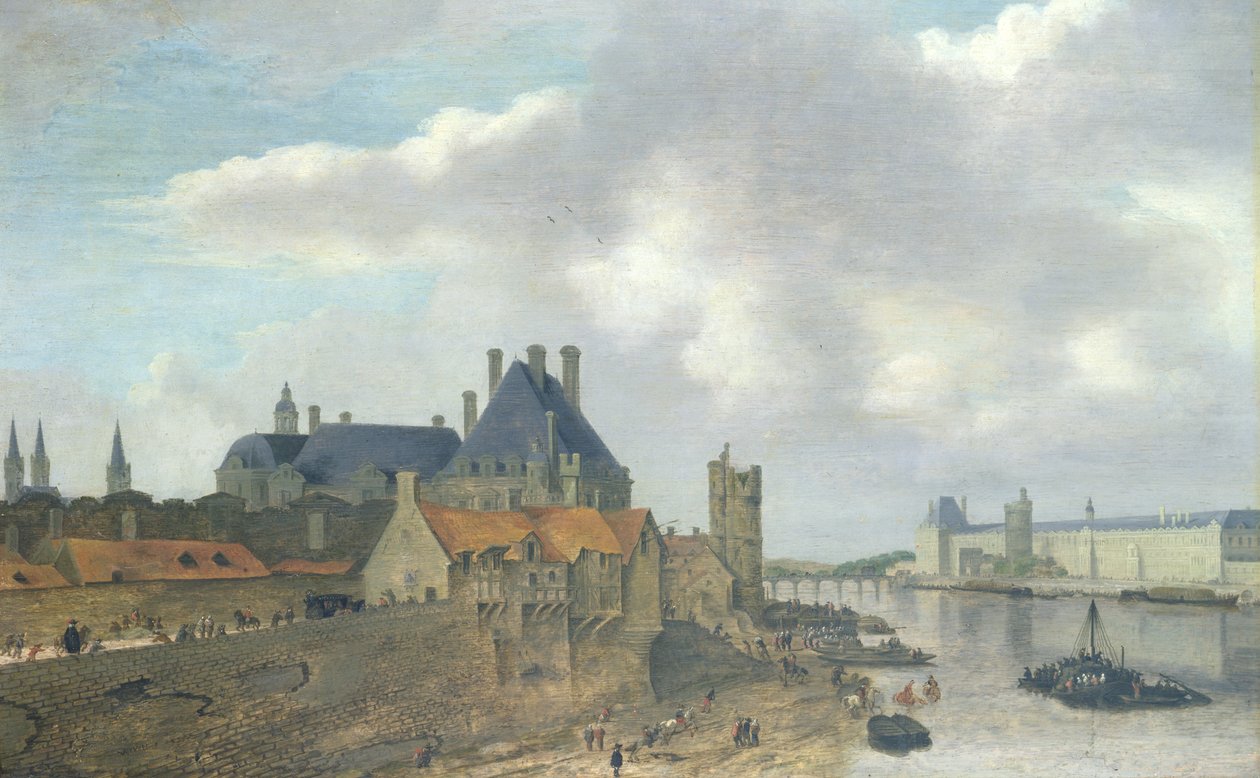 Nevers Hotel en het Louvre Paleis, 1637 door Abraham de Verwer