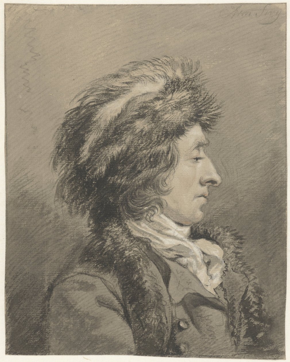Man met bontmuts, profiel naar rechts door Abraham van Strij (I)