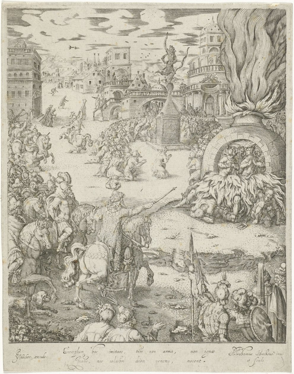Shadrach, Meshach en Abednego in de vurige oven door Abraham van den Hecken
