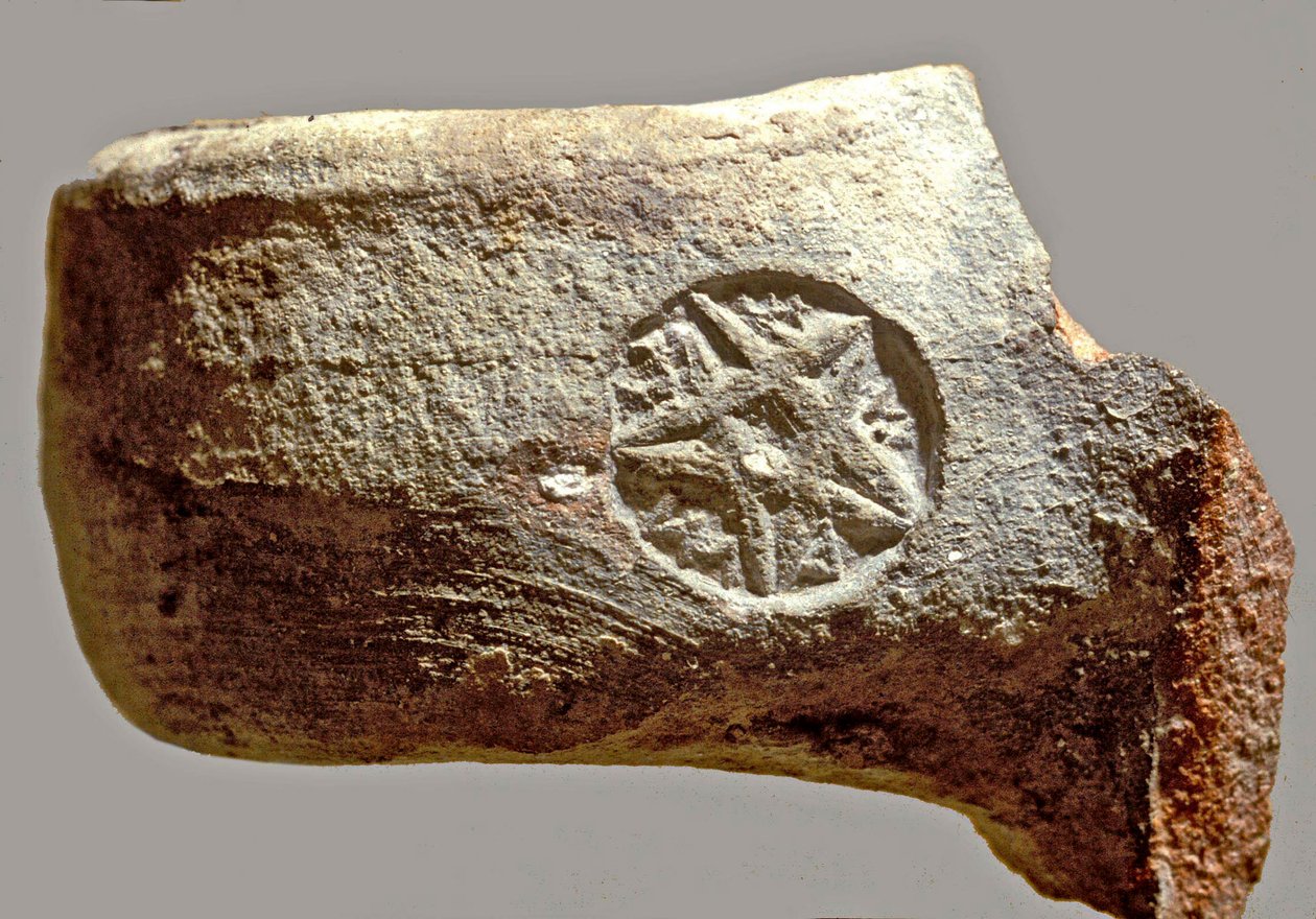 Kruikhandvat met inscriptie in oud Hebreeuws die Yerslm leest (klei) door Achaemenid